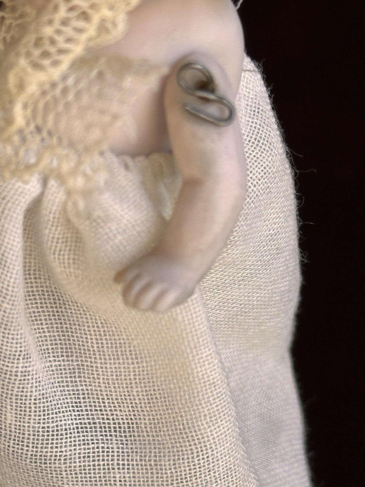 Antique German 3.375” All Bisque Hertwig Miniature Baby Doll Molded Bottle