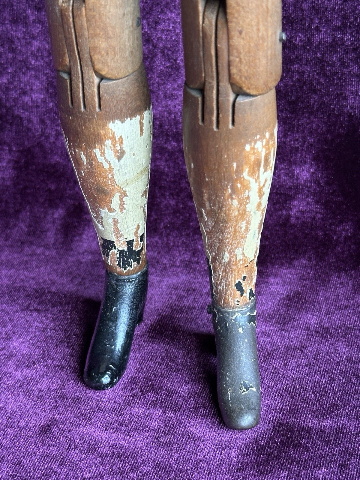 Rare Early American 15” Joel Ellis Metal Wood Jointed Doll