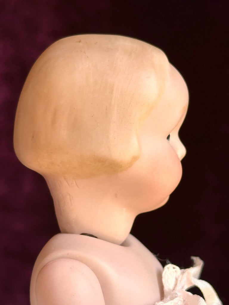 All Porcelain 7” Reproduction of Antique German Armand Marseille Girl 210 Doll