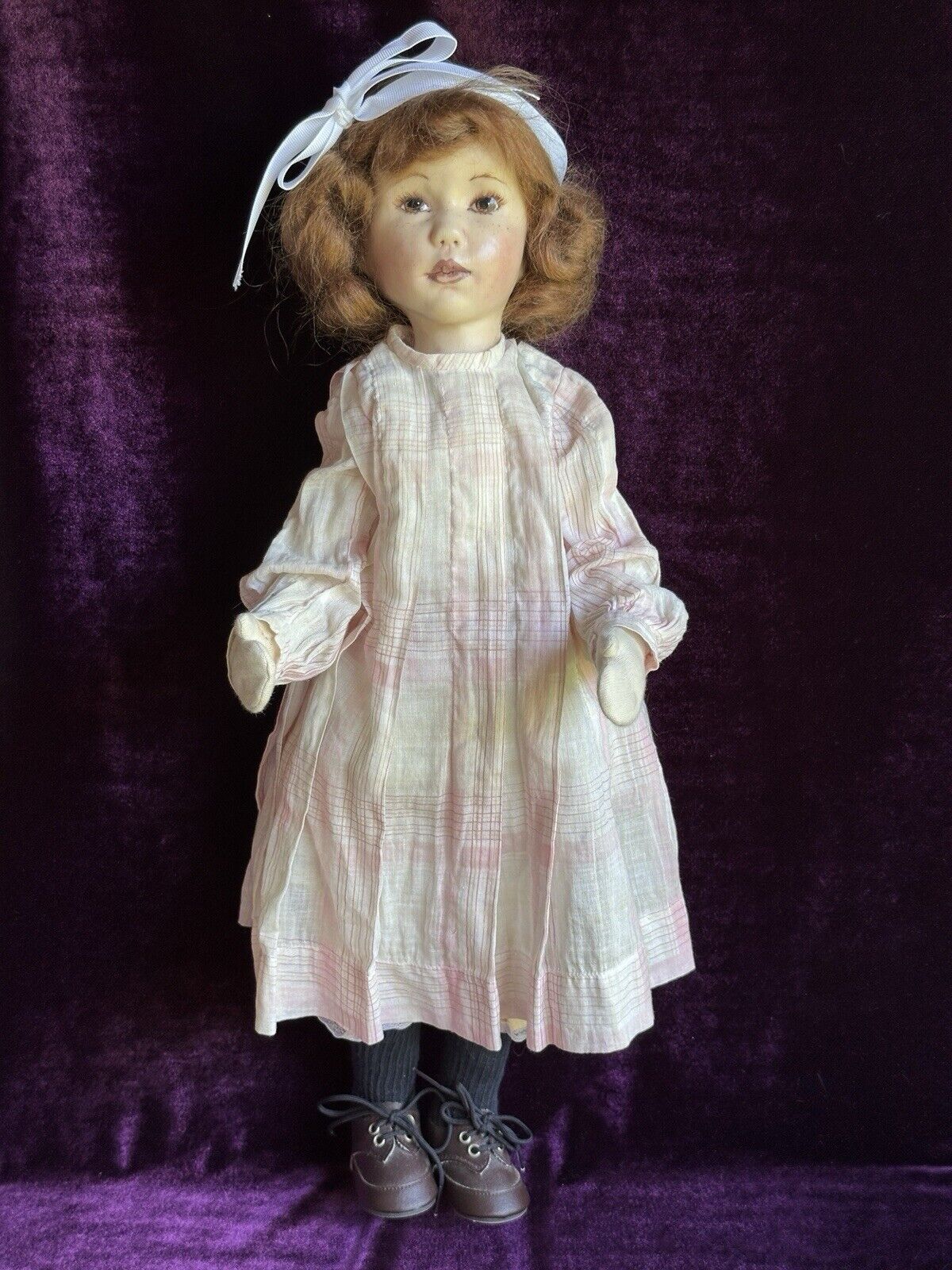 Collectible OOAK (?) Signed by Artist Linda Murray Shellcloth Cloth Girl Doll