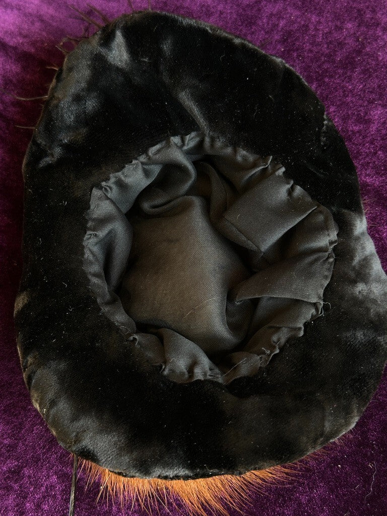 Antique French All Original Fur Child Coat + Hat for Large French Bisque Doll
