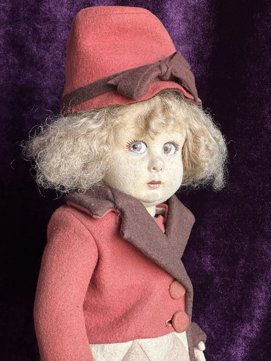 Vintage Italian 12” Lenci 111 Felt Cloth Character Doll
