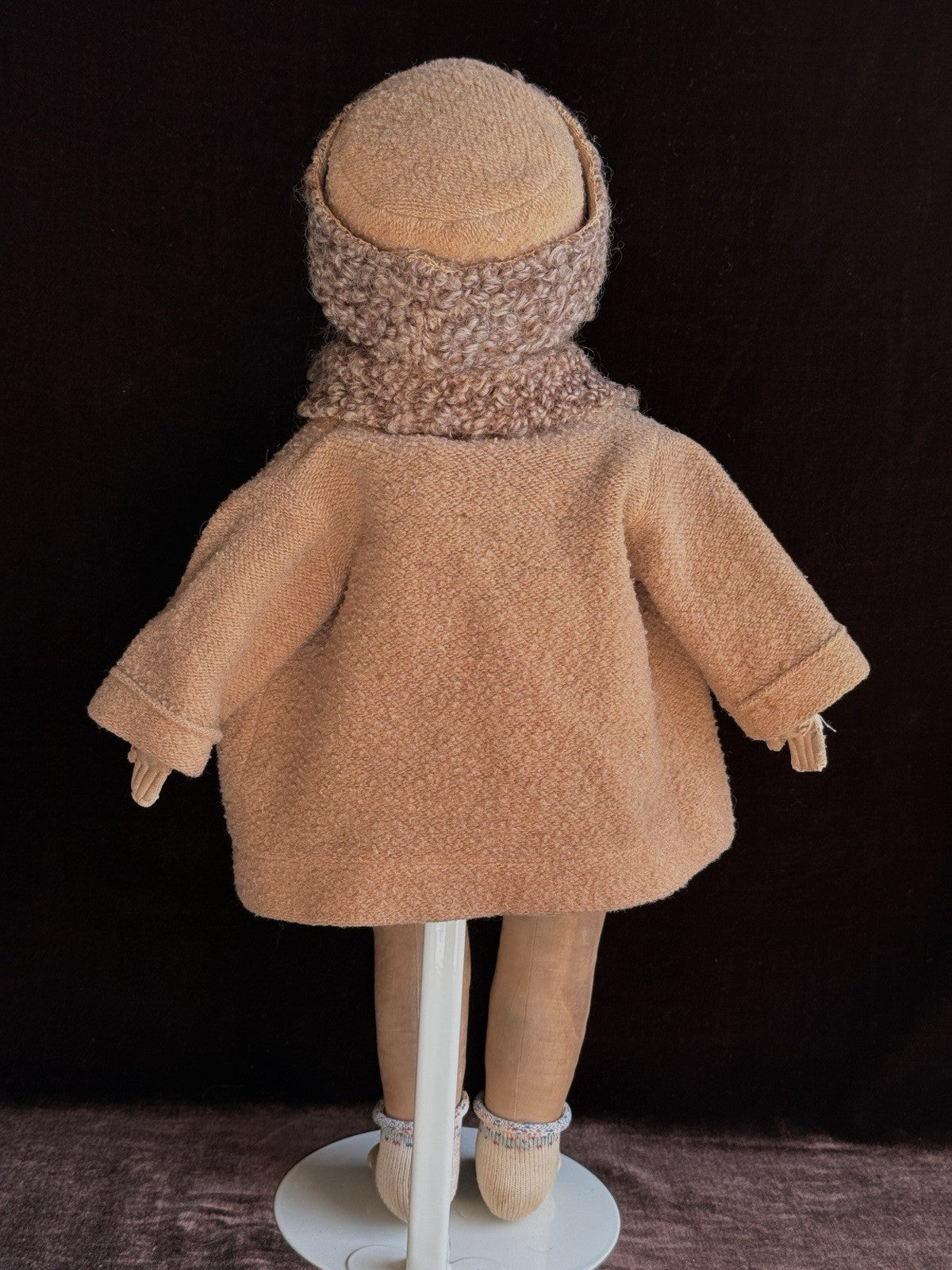 Antique American 18.5” Kamkins Cloth Oil Painted Doll