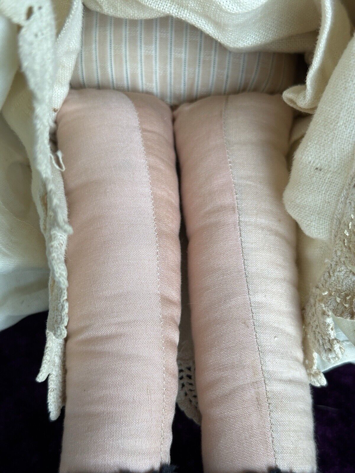 Antique Composition 23” Cloth Eastern European Boudoir Style Doll