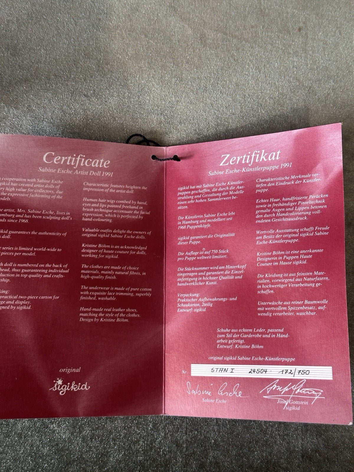 Vintage Sabine Esche Sigikid Company Vinyl Boy 21” Doll “Stan” LE 750 Box + Tag