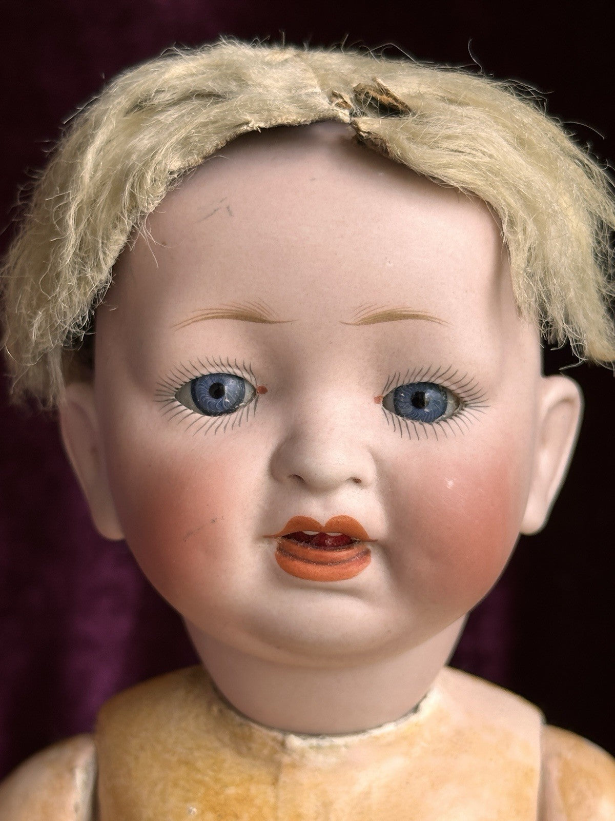 Rare Antique German 10.5” Hertel Schwab Bisque Head Baby Doll