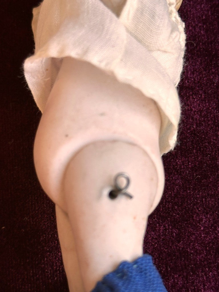 Antique German 4.375” All Bisque Boy Doll with Molded Hair