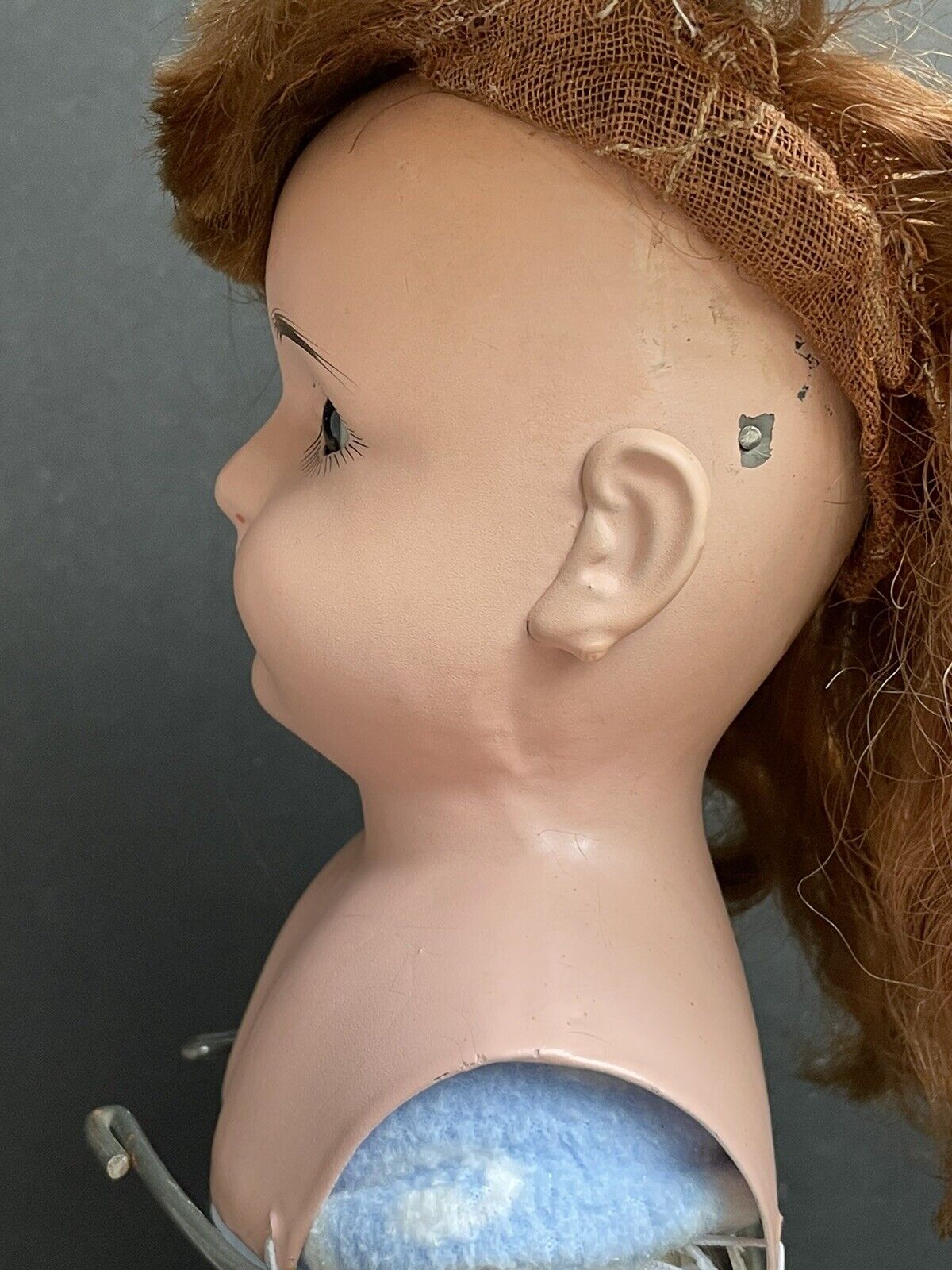 Antique German 22” Alfred Heller (?) Metal Head Glass Eyes Doll