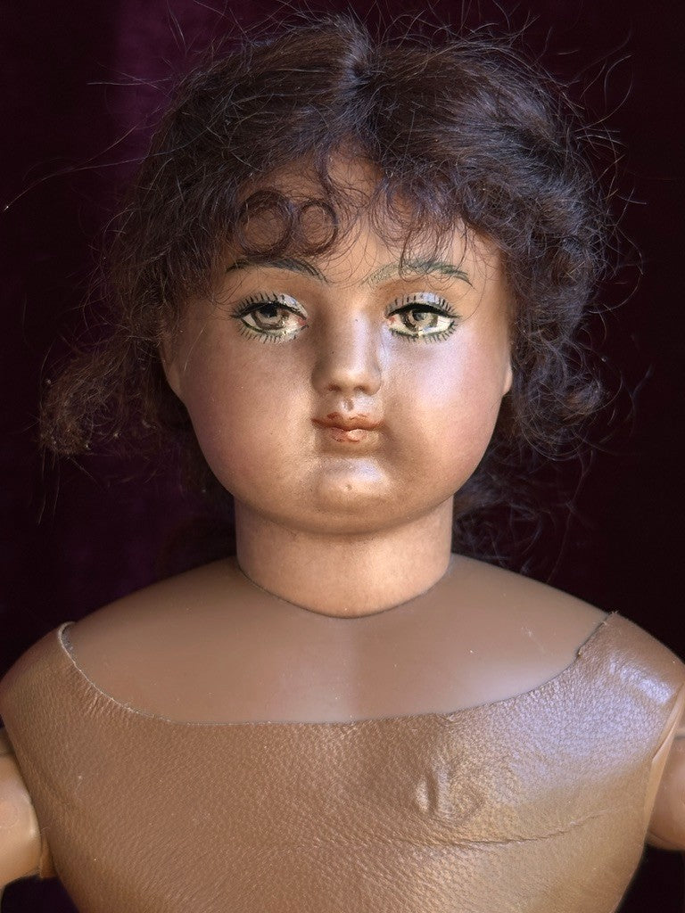 Rare 15” Dark Complexion Porcelain Repro of Antique French Huret Fashion Doll