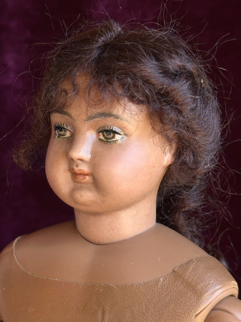 Rare 15” Dark Complexion Porcelain Repro of Antique French Huret Fashion Doll