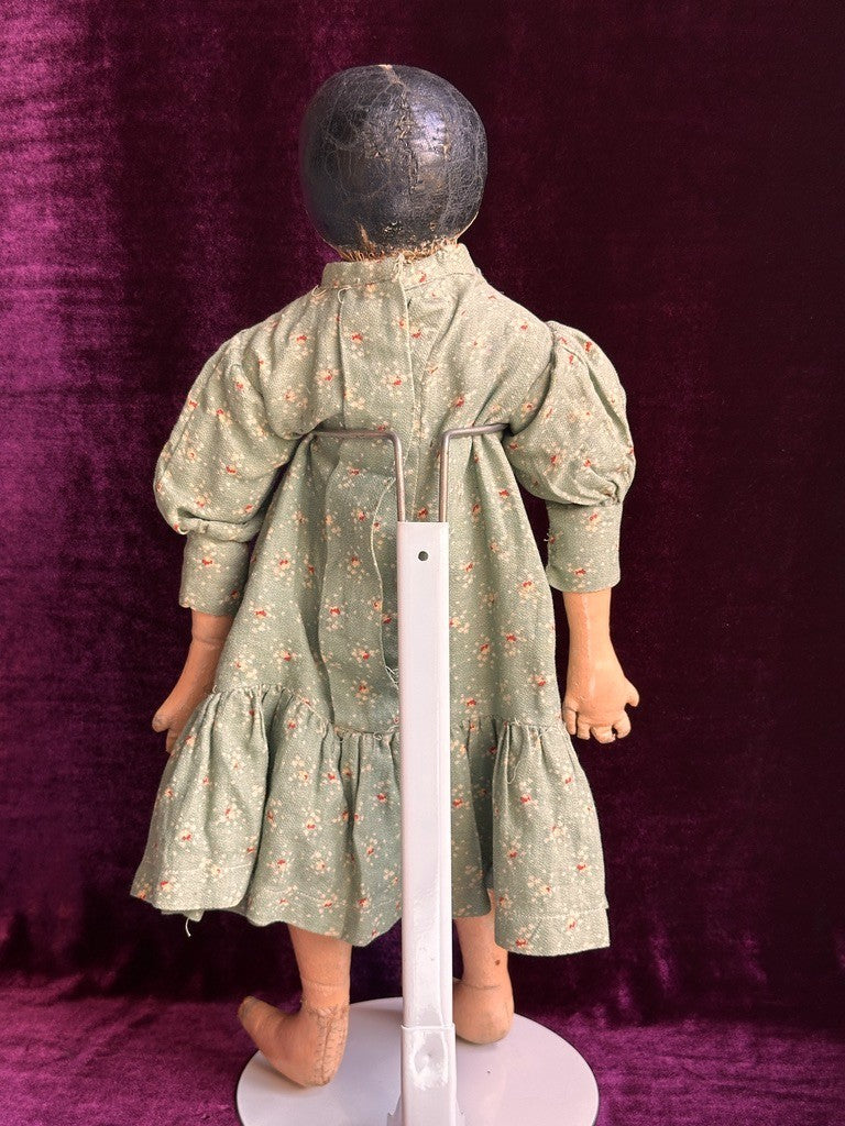 Antique American Primitive 20.5" Oil-Painted Cloth Rag Folk Art Doll