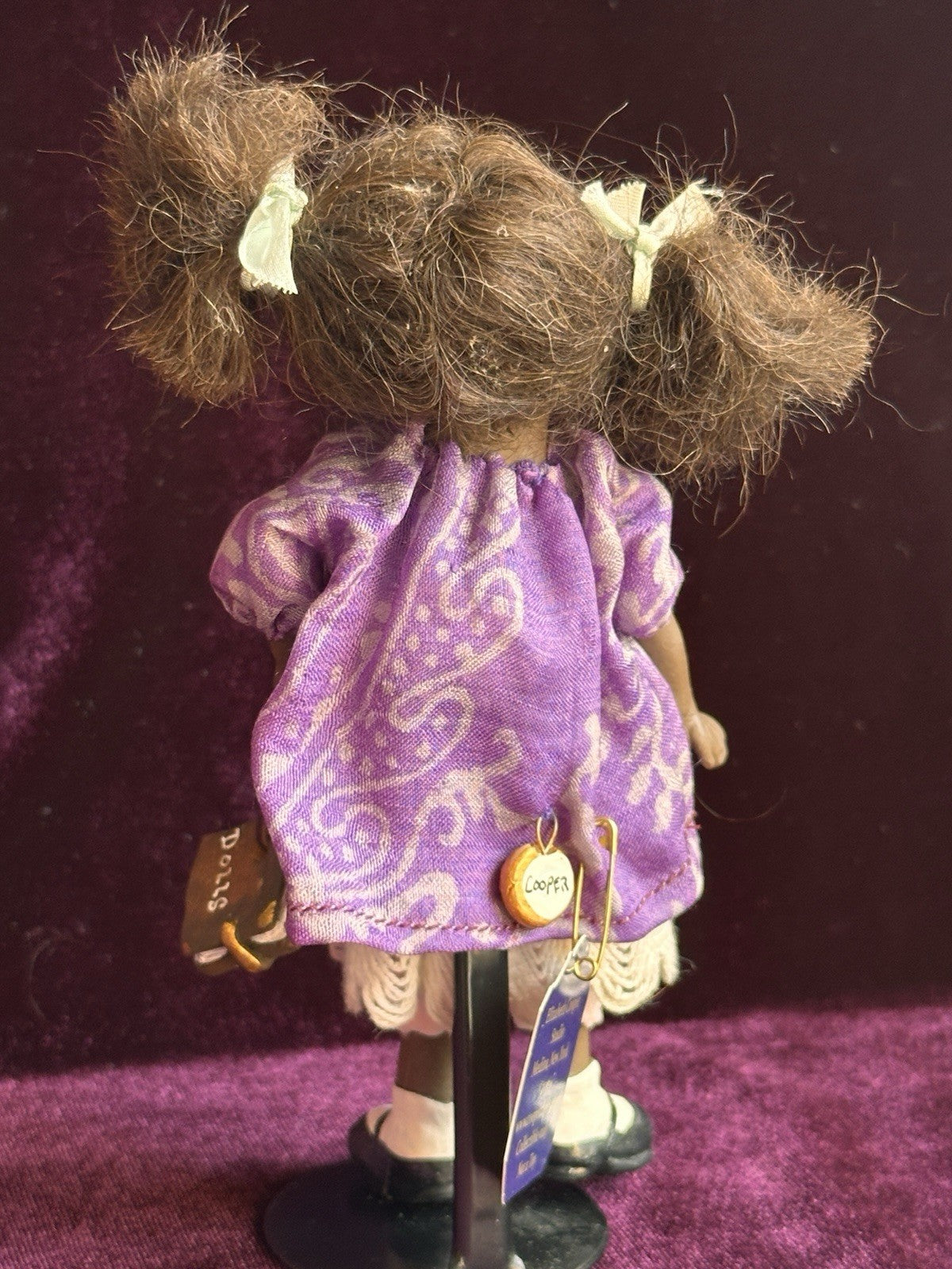 OOAK Miniature Handmade Elizabeth Cooper Polymer Clay Cloth African Girl Doll