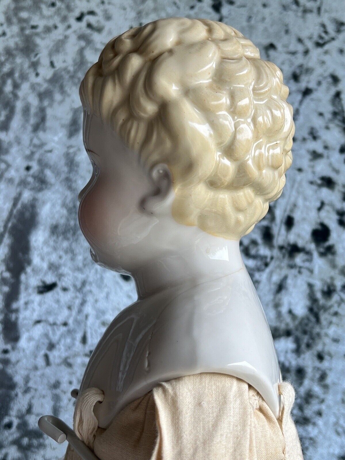 Large Antique German 26” Exposed Ears China Shoulder Head Boy Doll