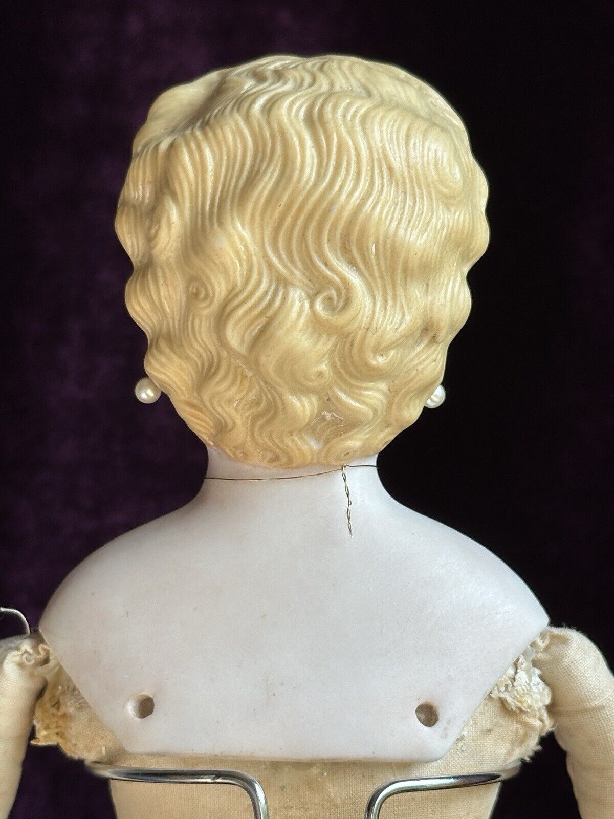 Rare Antique German 15” Parian China Bisque Shoulder Head Fashion Doll