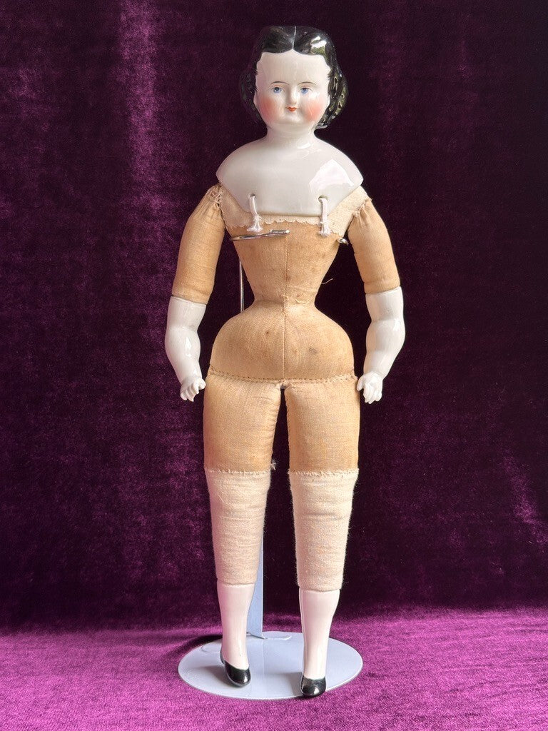 Antique German 15” Adelina Patty China Shoulder Head Doll