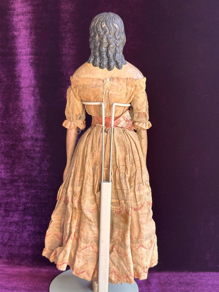 Large Antique German 18” Papier Mache Milliner’s Model Spill Curls Doll