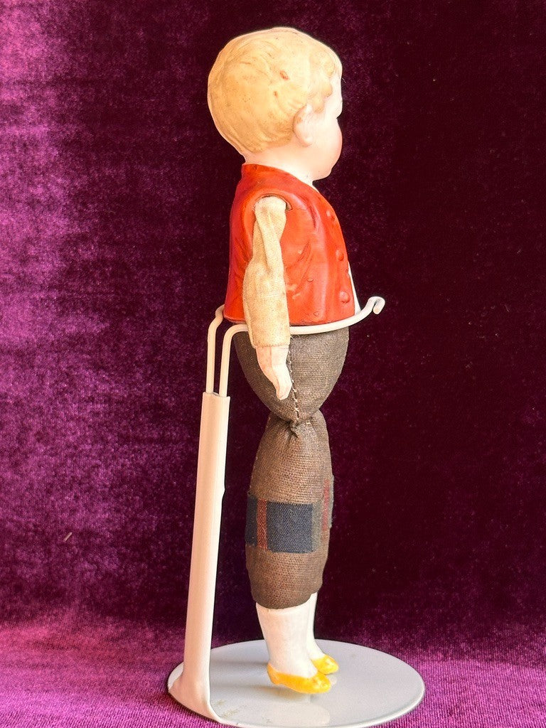 Rare Antique German Hertwig 7.5” Bisque Molded Torso Character Dollhouse Doll