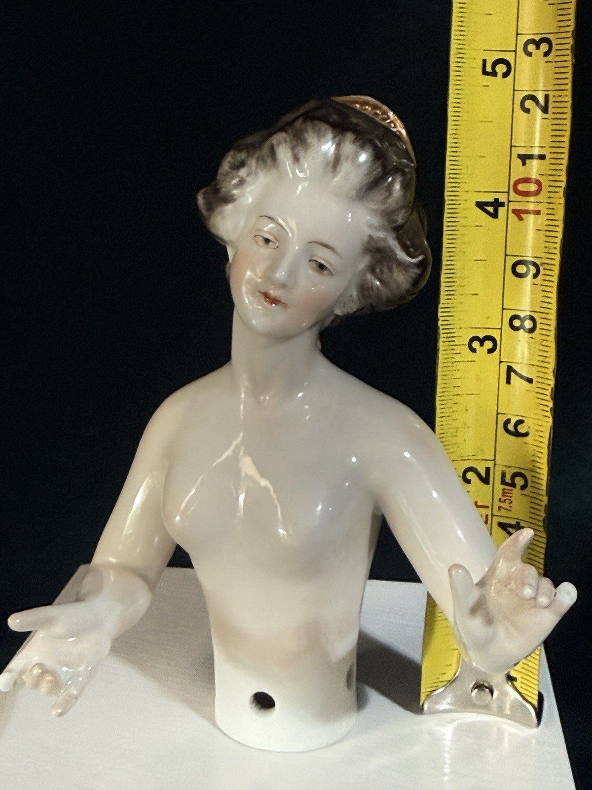 Antique German Porcelain Volkstedt Rudolstadt Half Doll Pin Cushion