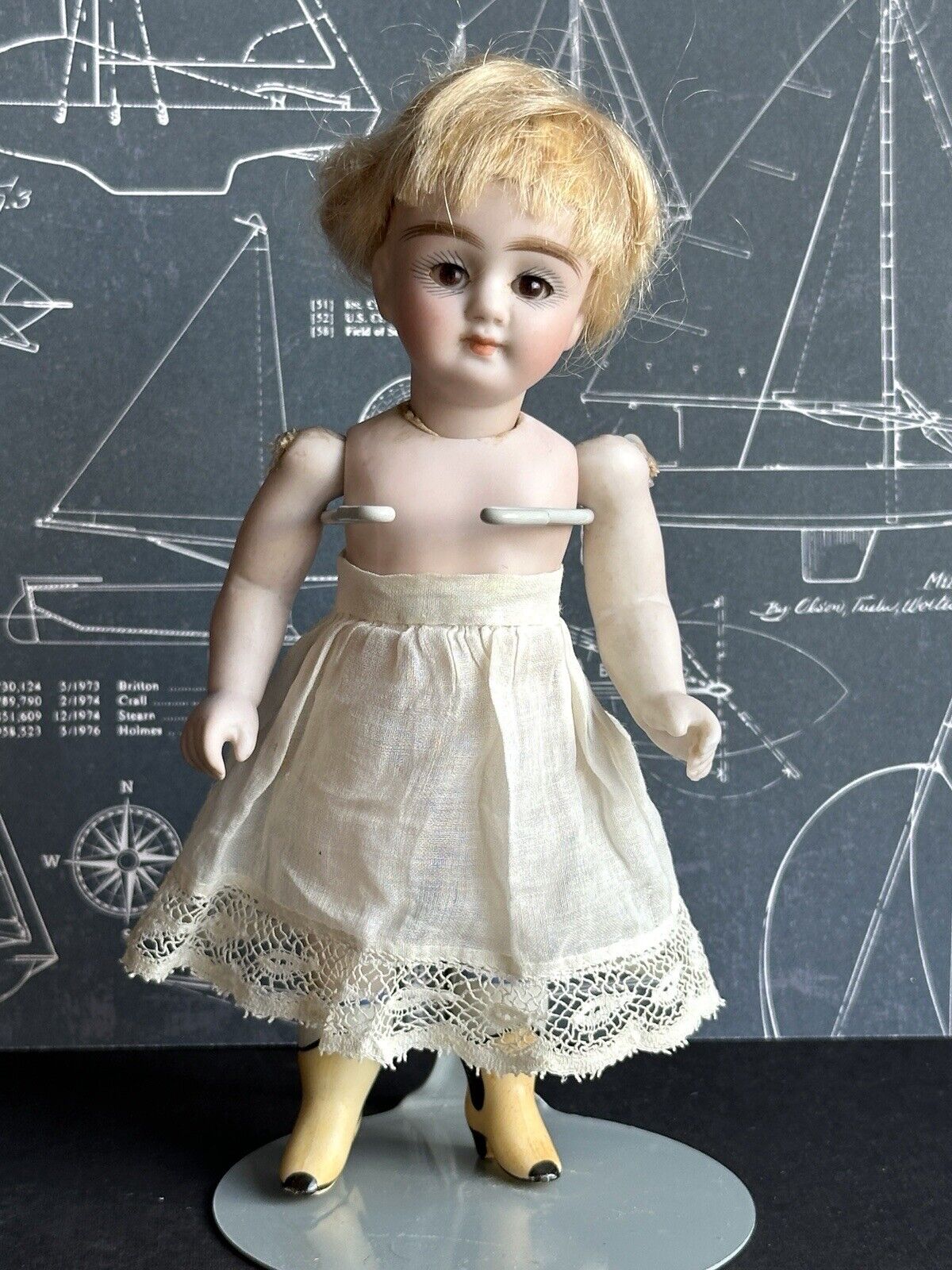 Rare Antique German 6” All Bisque Gebruder Kuhnlenz 96 Mignonette Doll