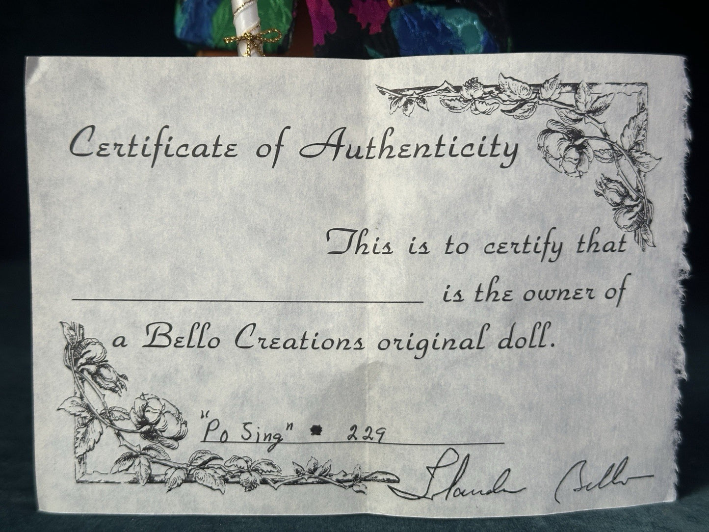 Artist Made Limited Edition of 250 Porcelain 14” Doll “Po-Sing” By Yolanda Bello