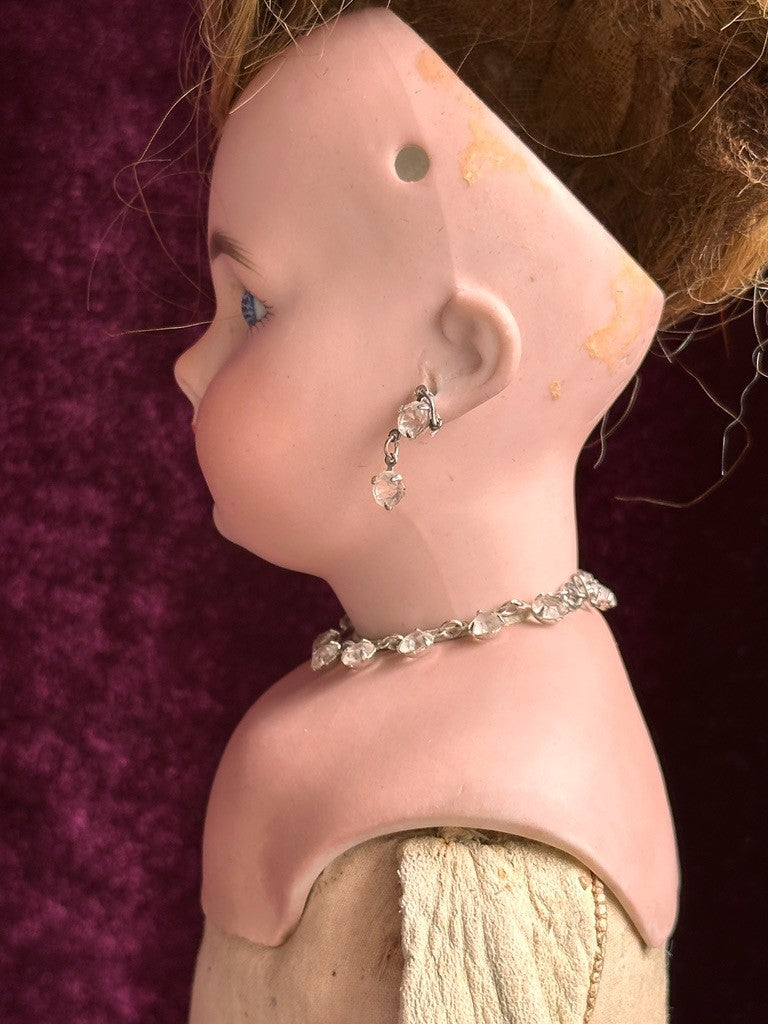 Early Antique German 20.5” Simon Halbig 939 Bisque Shoulder Head Leather Doll