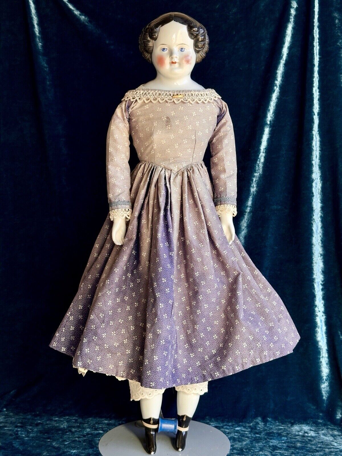 Large 31” Antique German Flat Top Highbrow China Shoulder Head Fashion Doll