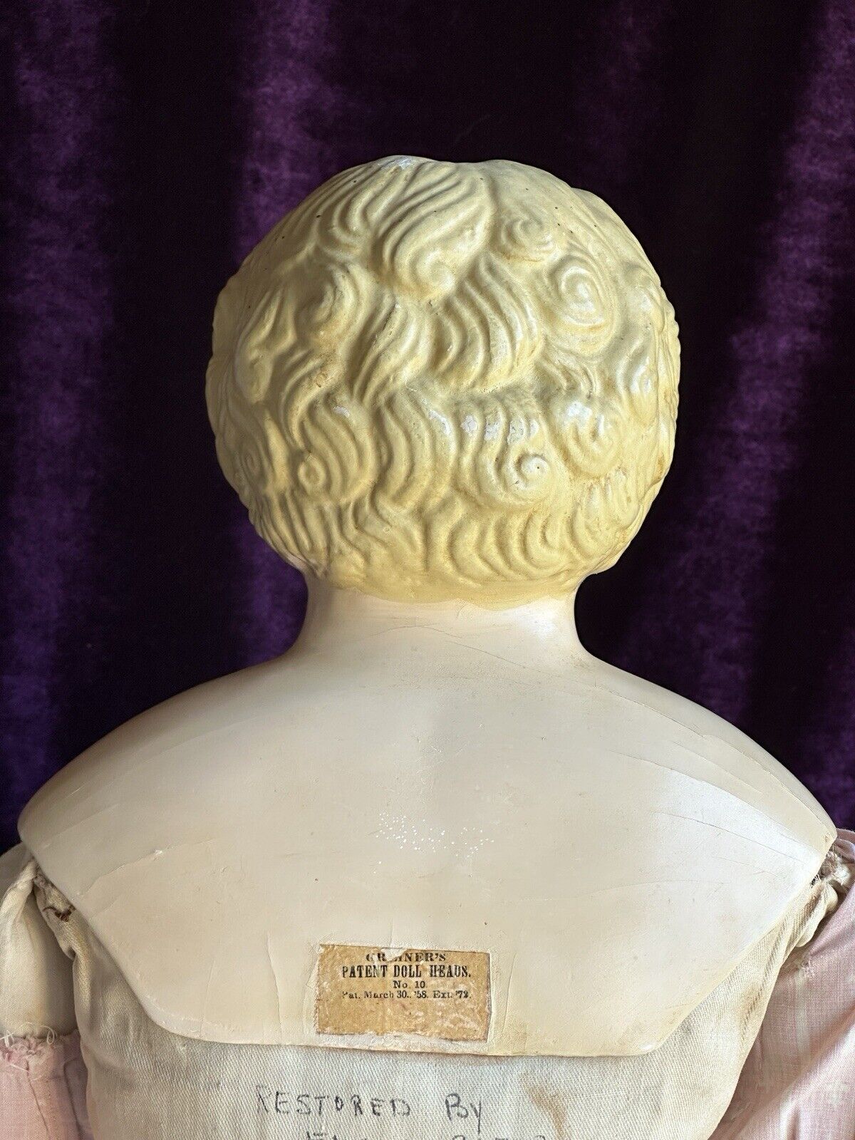 Large Antique American Greiner #10 Papier Mache Head Doll Restored by Emma Clear