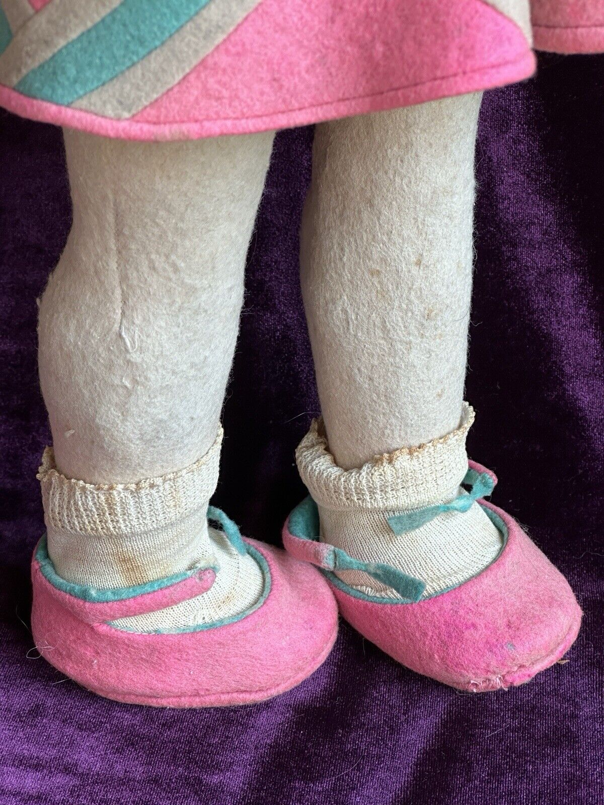 Large Vintage Early Italian 23” Lenci 109 Series Felt Cloth Girl Doll