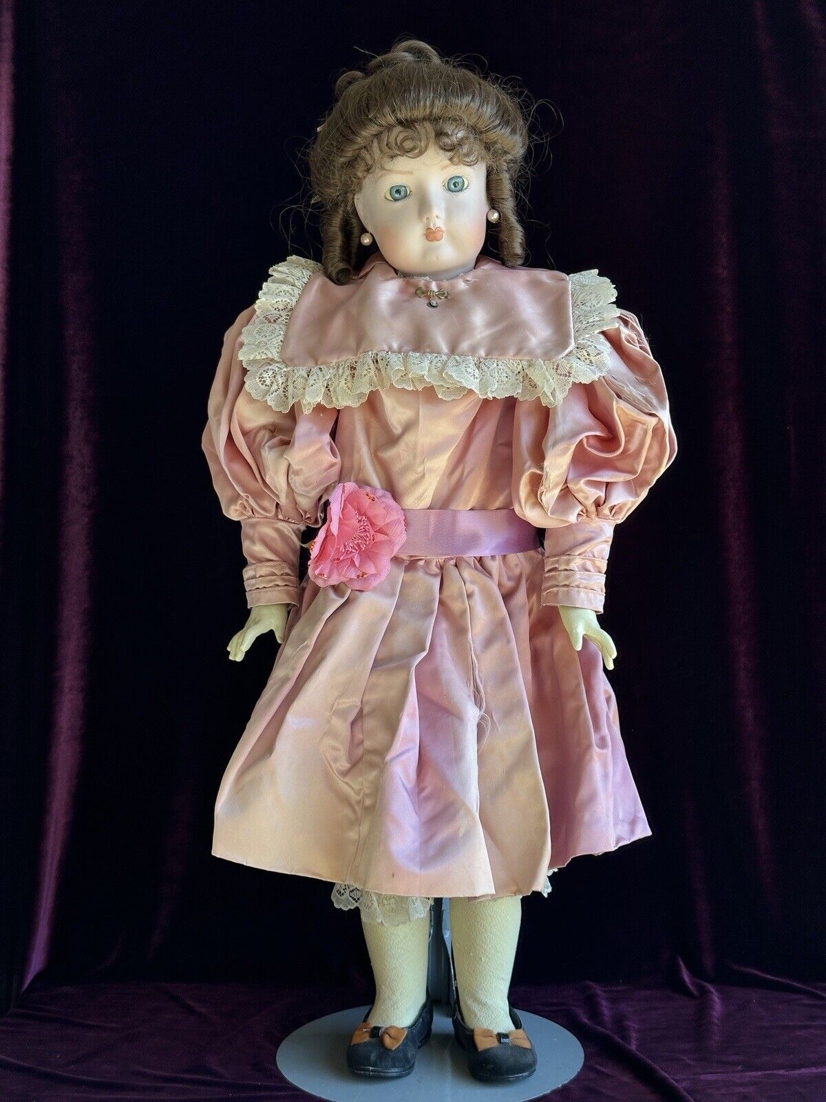 Large Vintage 31” Porcelain Reproduction of Antique French Fashion Doll