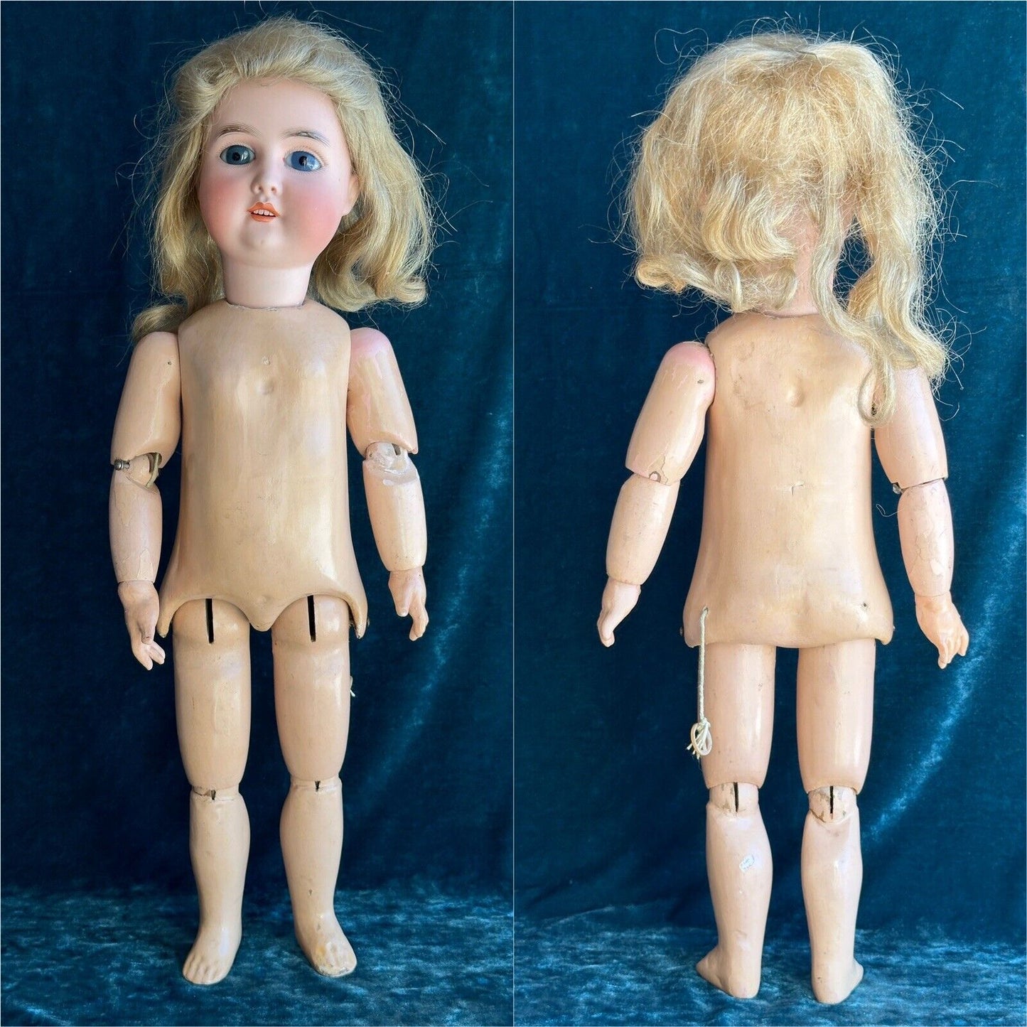 Antique German 22” Adolf Wislizenus Special Bisque Head Doll Walker Body