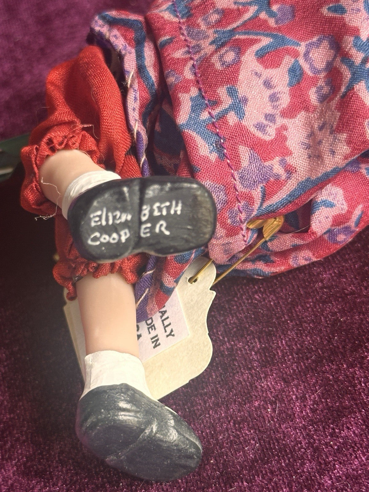 OOAK Miniature Handmade Elizabeth Cooper 6” Polymer Clay Cloth Girl Doll