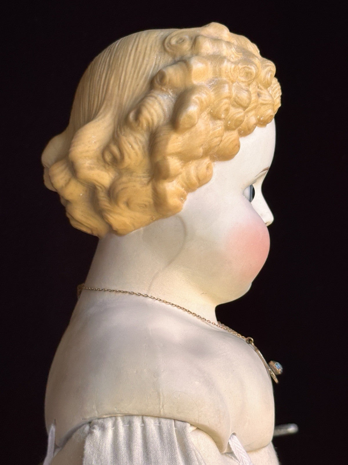 Large Antique German 26” ABG (?) Bisque Parian China Fashion Doll w/ Glass Eyes