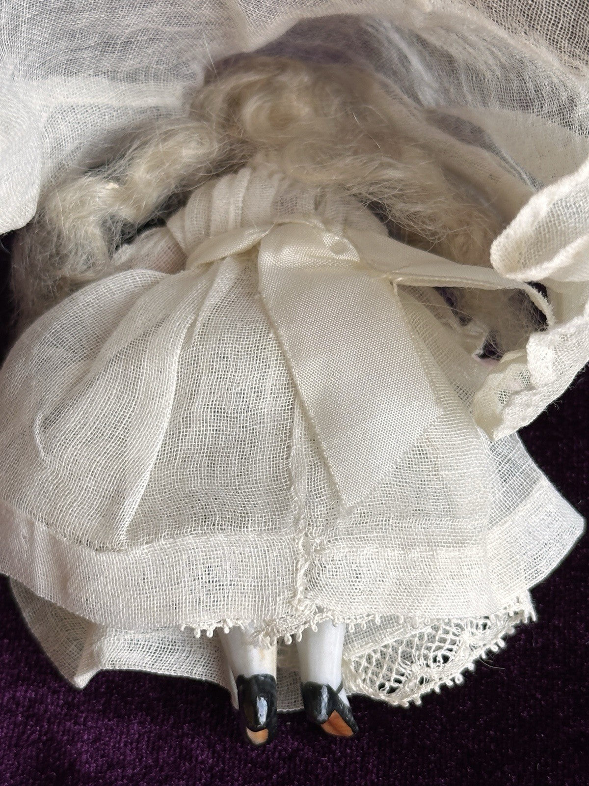 Antique French 3.5” All Bisque Tiny Mignonette Doll