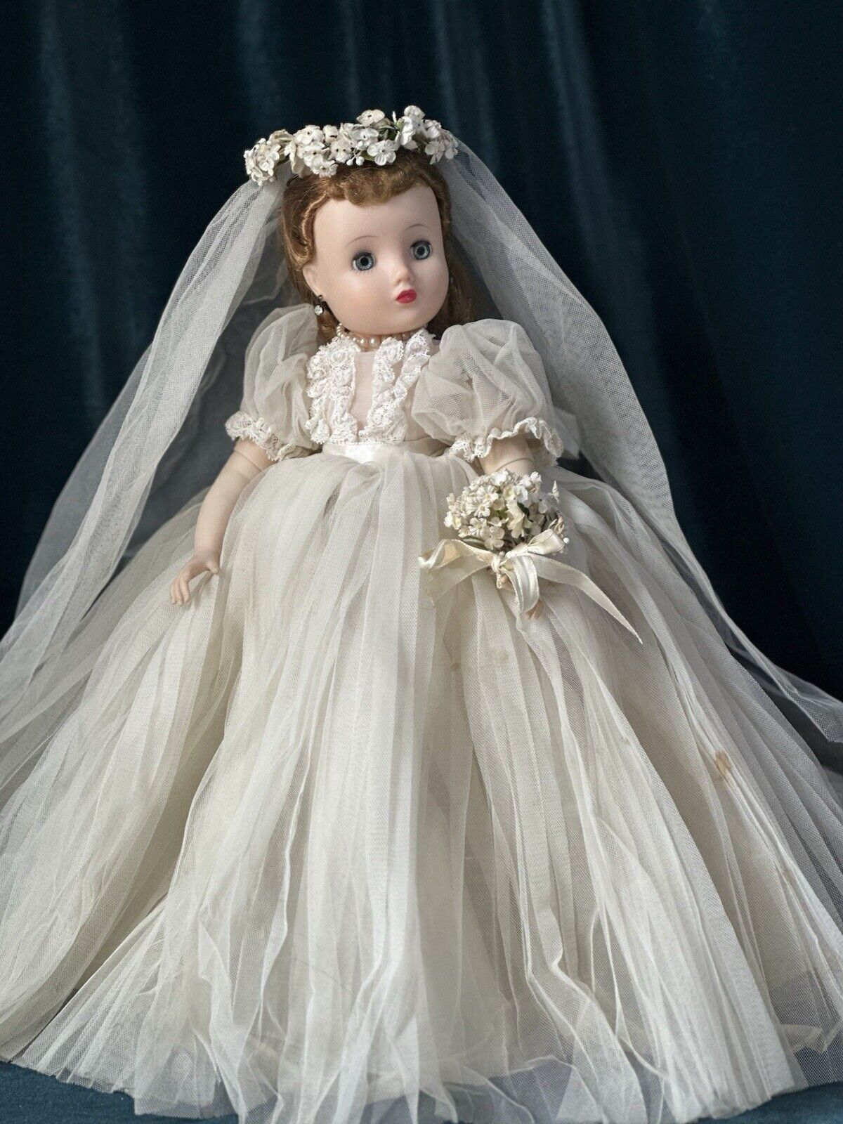 Vintage 1950’s Madame Alexander 16” Doll Elise Original Tagged Bride Outfit