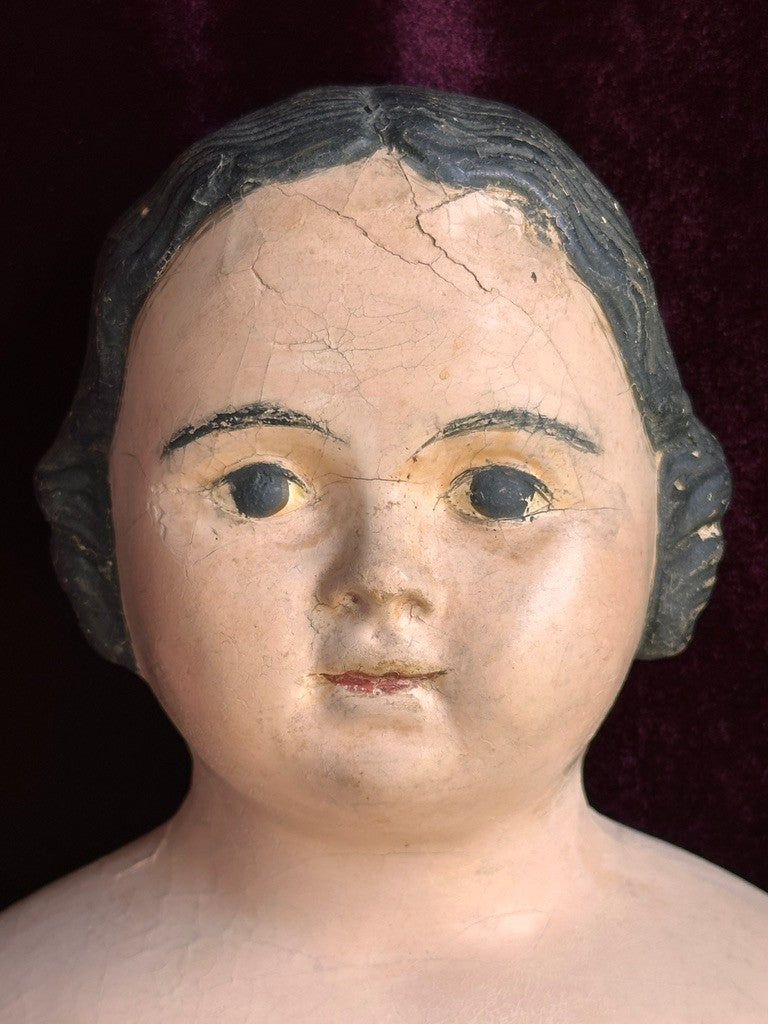 Antique American 26.5” Pre-Greiner Papier Mache Doll