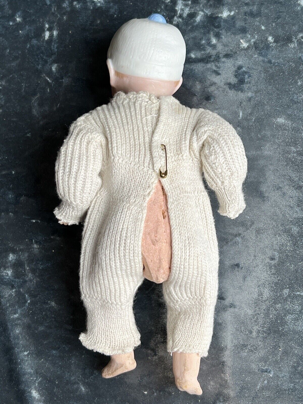 Antique German 8” Theodor Recknagel 28 12/0 Bisque Head Molded Hat Baby Doll