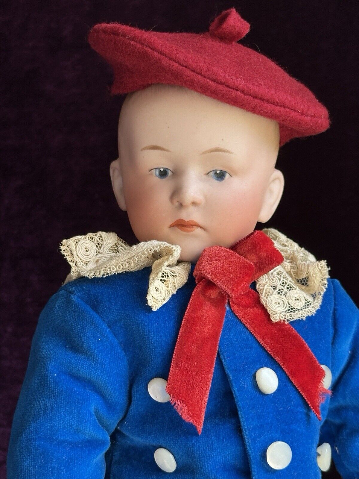 Antique German 14.5” Gebruder Heubach 7602 Pouty Bisque Head Character Boy Doll