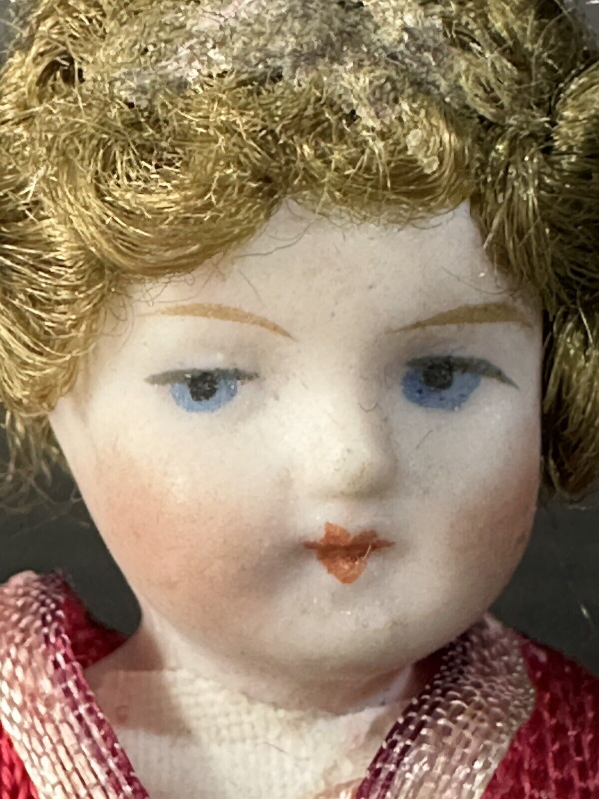 Antique German Flapper (?) All Bisque 3 3/4” Mignonette Girl Doll Dollhouse Size
