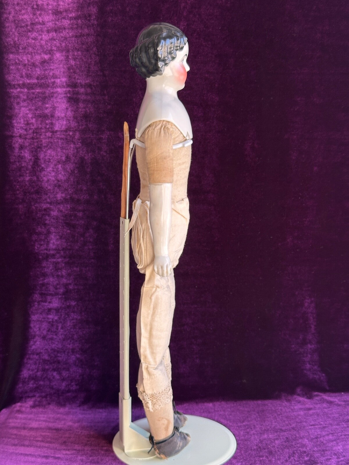 Antique German 21” Flat Top Highbrow China Shoulder Head Doll