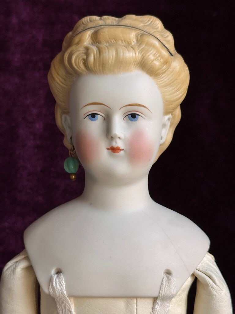 Antique German 16.5” Parian China Bisque Shoulder Head Fashion Doll