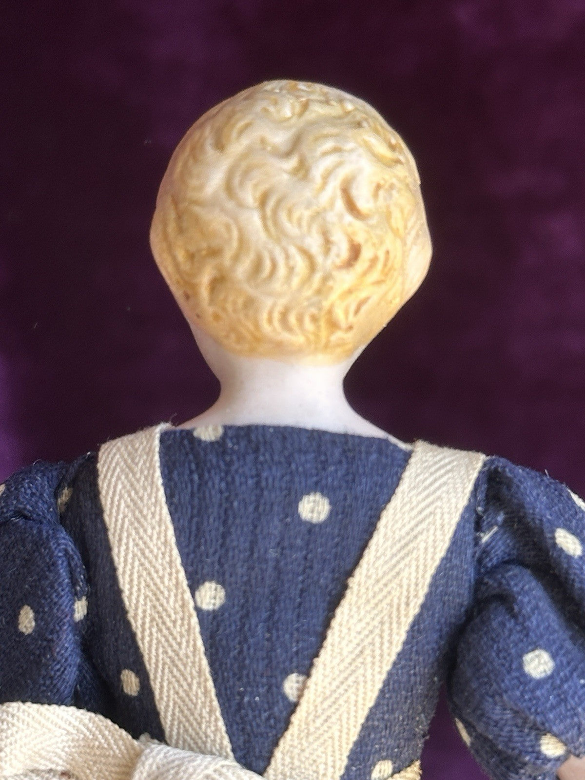 Antique German 5.85” Bisque Cloth Miniature Dollhouse Parian Doll