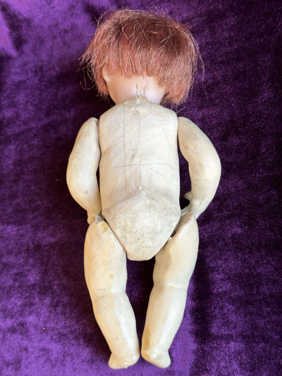 Antique German 8” Hermann Steiner Miniature Bisque Head Baby Doll