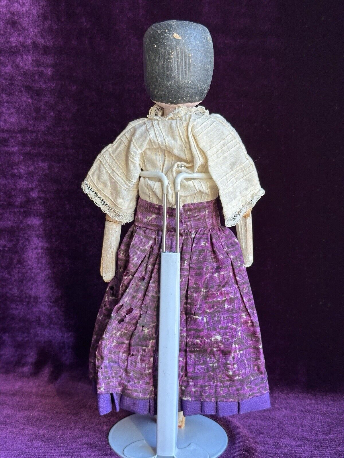 Antique German 11.5” Grodnertal Wood Peg Jointed Doll