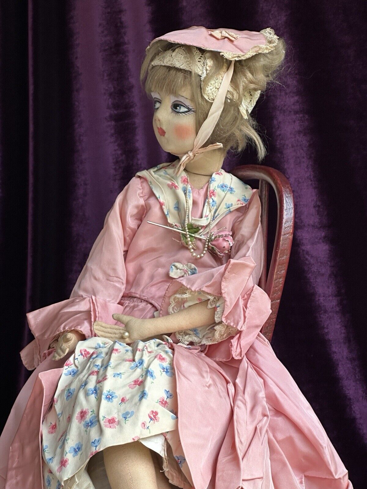 Vintage American 30” Etta French Art Deco Style Boudoir Doll