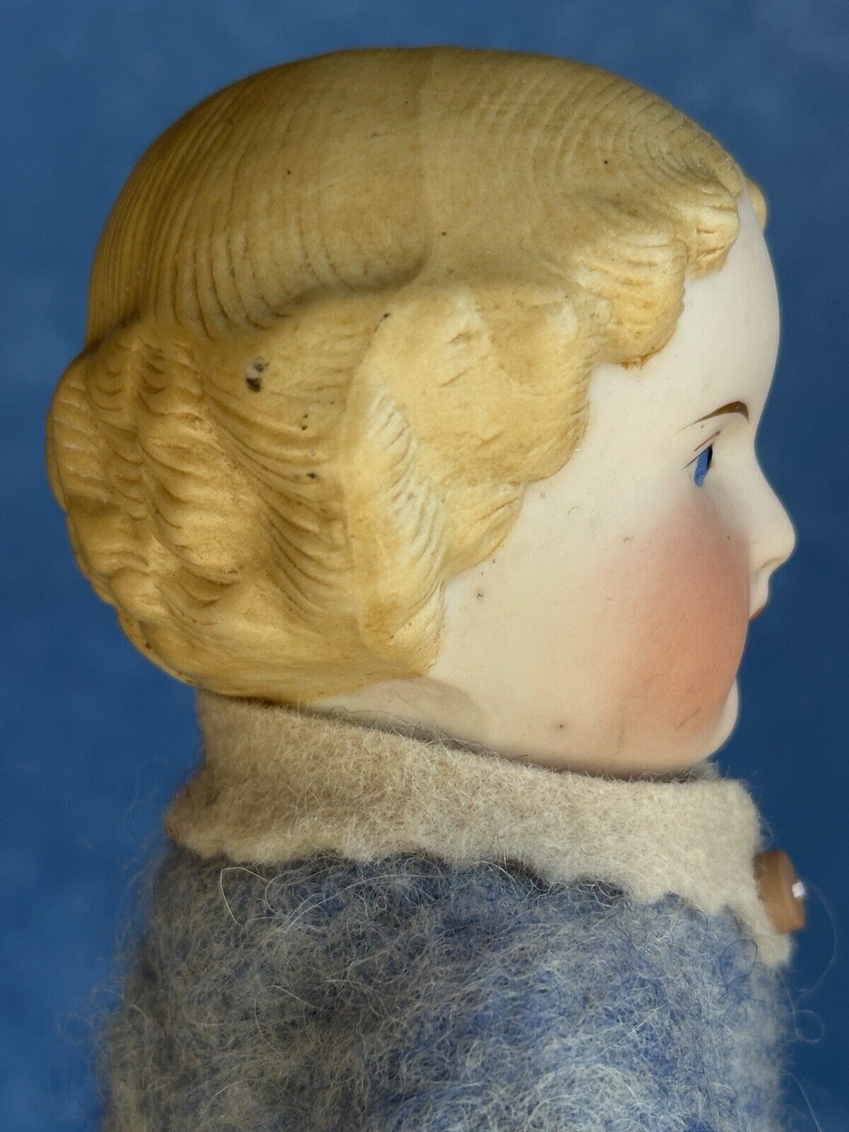 2 OOAK Antique German Parian Bisque Head Dolls Artist Redesign Felted Bodies