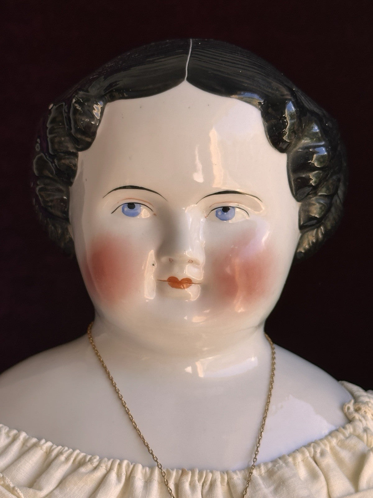 Antique German 23” Flat Top Highbrow China Shoulder Head Doll