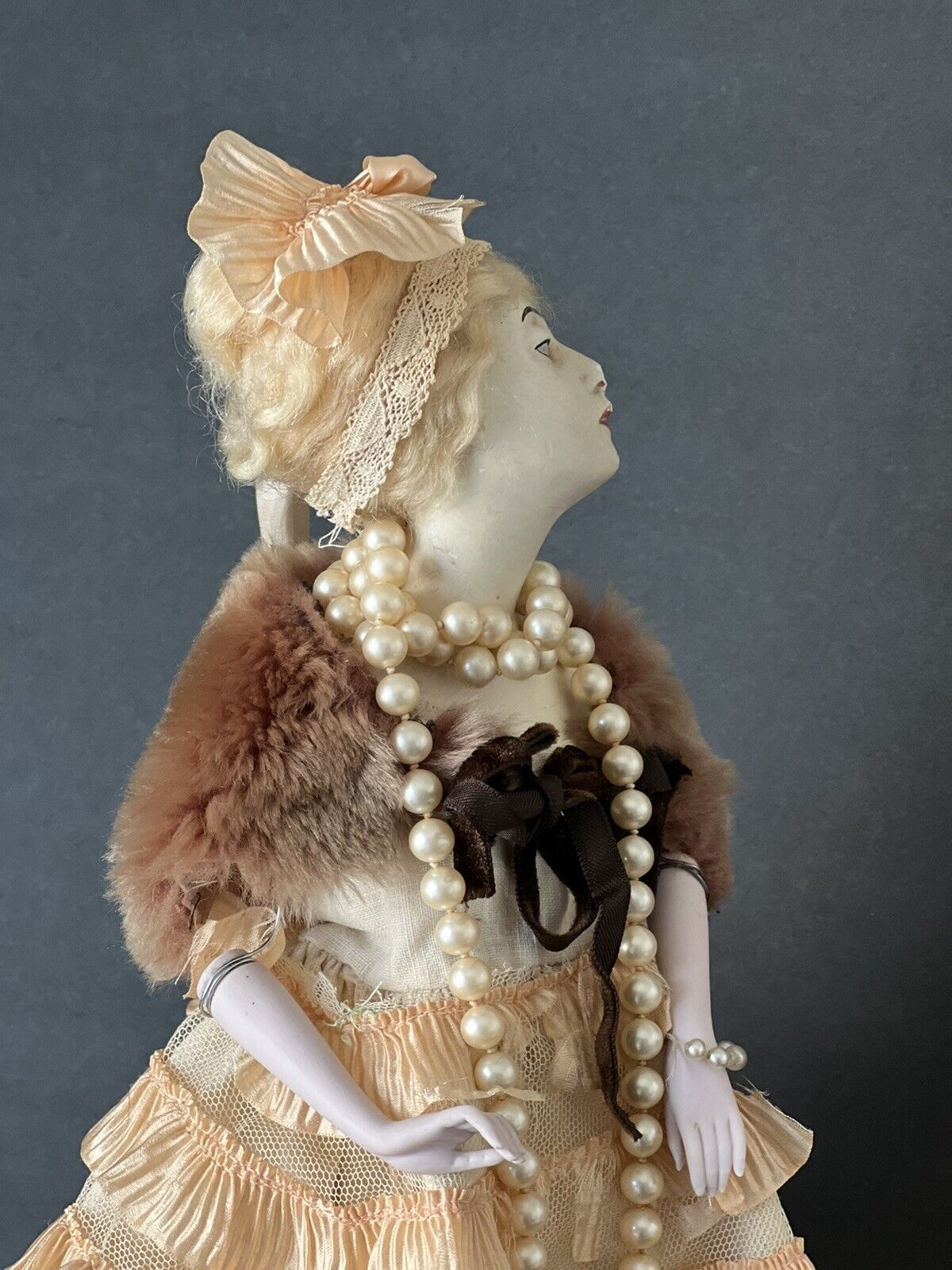Antique Art Deco French (?) Chalkware Boudoir Lamp Doll