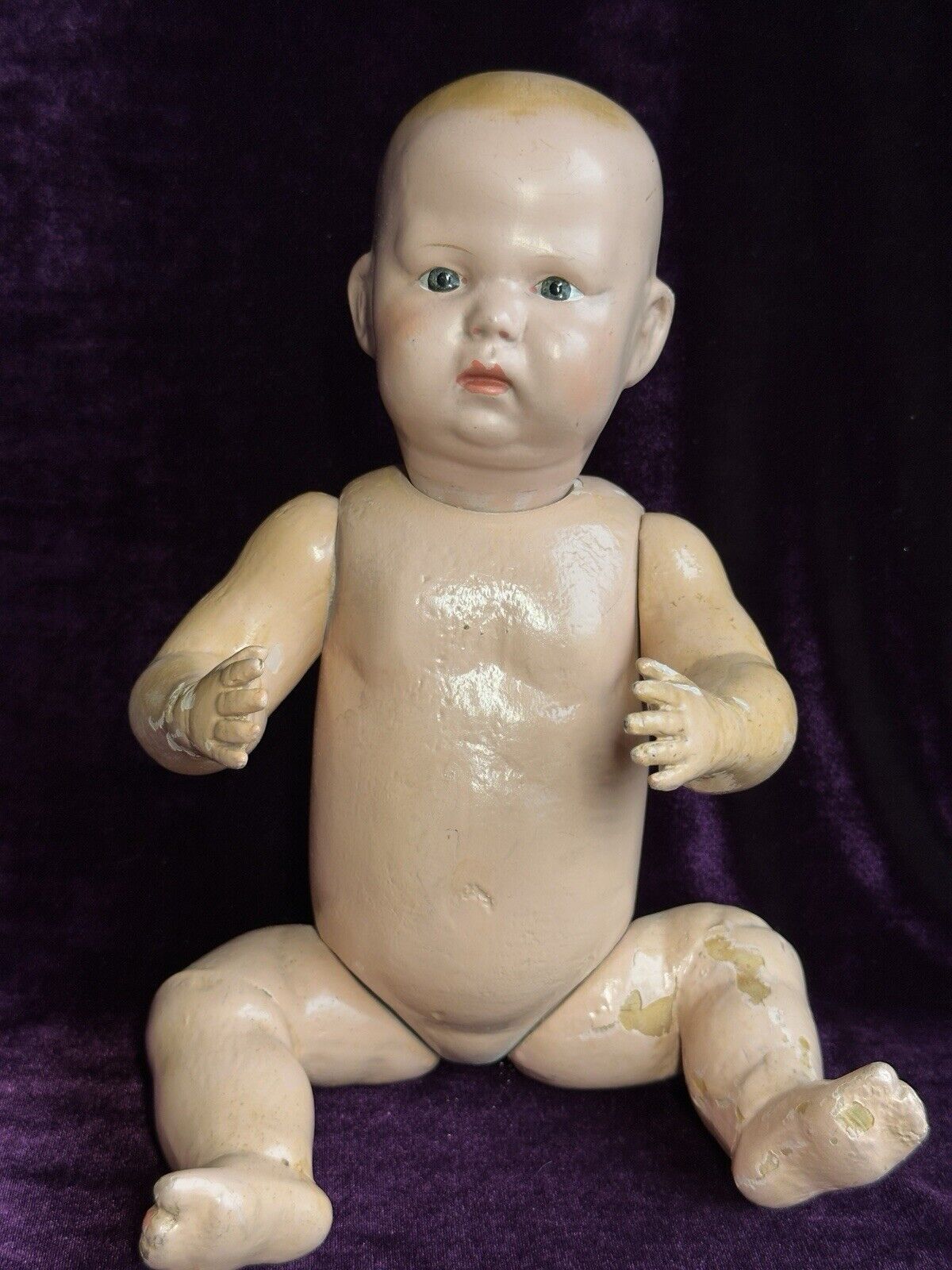 Antique American Schoenhut 14” Wood Baby Doll