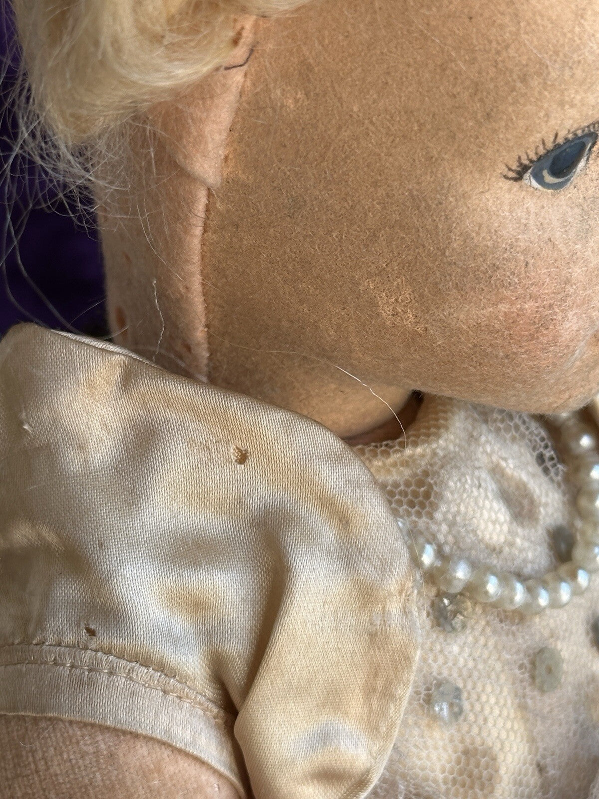 Vintage British Chad Valley 17” Cloth Felt Character Doll
