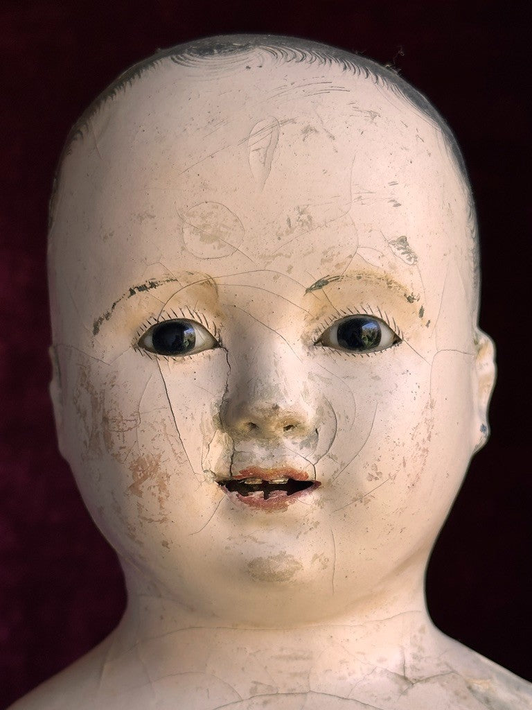 Large Antique French Andreas Voit Pauline 28" Papier Mache Doll